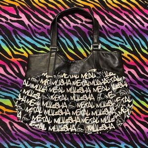Y2k grunge goth rare 2000s Metal Mulisha Black and White Script Bag